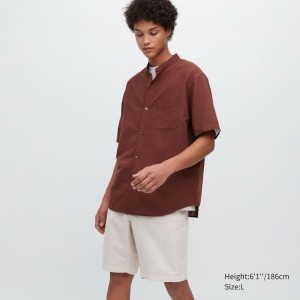 Uniqlo Linen Blend Men's Shorts Beige | KONXJL295