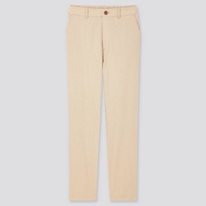 Uniqlo Linen Cotton Blend Tapered (2020 Season) Women's Trousers Beige | ROQTFI032