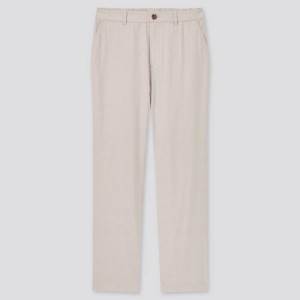 Uniqlo Linen Cotton Blend Tapered (2021 Season) Women's Trousers Beige | KDOAZM589