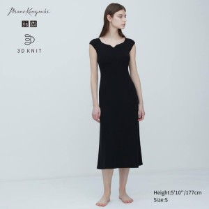 Uniqlo Mame Kurogouchi 3d Knit Seamless Women's Dress Black | QTACIF389