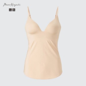 Uniqlo Mame Kurogouchi Airism Plunge Camisole Women's Tops Beige | MBOKPF871