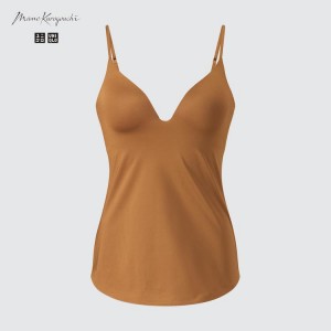 Uniqlo Mame Kurogouchi Airism Plunge Camisole Women's Vest Brown | CYIUNZ572