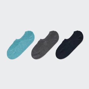 Uniqlo Mesh Invisible No-show (Three Pairs) Women's Socks Blue / Grey / Black | OEQNHF108