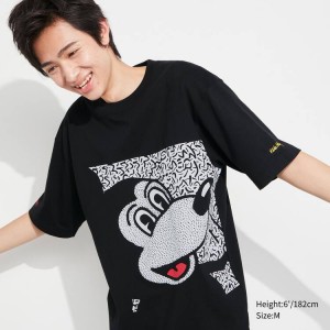 Uniqlo Mickey X Keith Haring Ut Graphic Men's T Shirts Black | ZEXIAW659