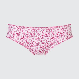 Uniqlo Mid Rise Flower Print Frill Women's Underwear Pink | LCHBND702