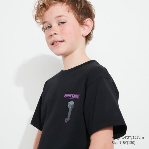 Uniqlo Minecraft Ut Graphic Kids' T Shirts Black | UVYBZP891