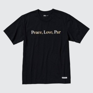 Uniqlo Peace For All Ut Graphic (Adam Scott) Women's T Shirts Black | LCNBQG524