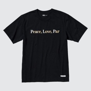 Uniqlo Peace For All Ut Graphic (Adam Scott) Men's T Shirts Black | OVFWHB643