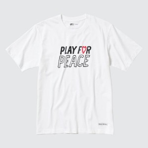 Uniqlo Peace For All Ut Graphic (Kei Nishikori) Men's T Shirts White | GODJNM382