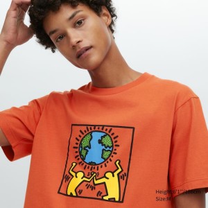 Uniqlo Peace For All Ut Graphic (Keith Haring) Men's T Shirts Orange | QNHSEM308