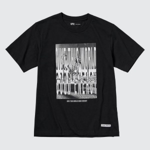 Uniqlo Peace For All Ut Graphic (Kosuke Kawamura) Women's T Shirts Black | UBCENP648