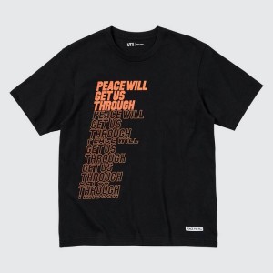 Uniqlo Peace For All Ut Graphic (Shingo Kunieda) Women's T Shirts Black | VEHPCL803