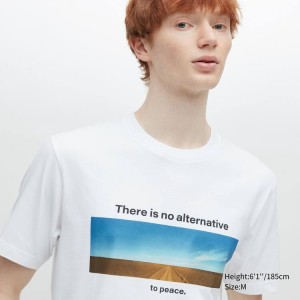 Uniqlo Peace For All Ut Graphic (Wim Wenders) Men's T Shirts White | YBXFHV476