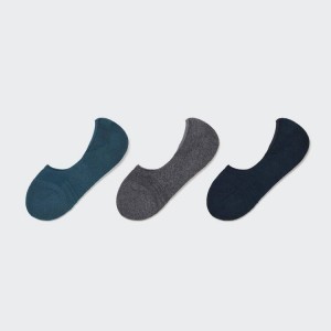 Uniqlo Pile Invisible No-show (Three Pairs) Women's Socks Blue / Grey / Black | ZPNSDU273