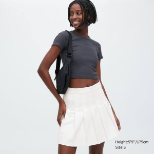 Uniqlo Pleated Mini Women's Skirts White | RKQCVT702