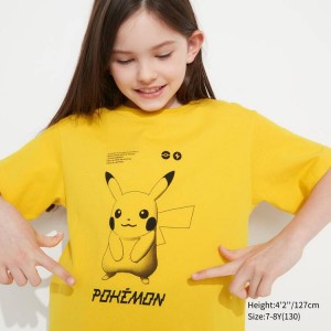 Uniqlo Pokemon Ut Graphic Kids' T Shirts Yellow | WTGVBJ576