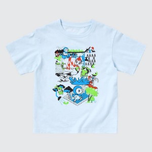 Uniqlo Pokémon Meets Artist Ut Graphic Kids' T Shirts Light Blue | MZJQTV713