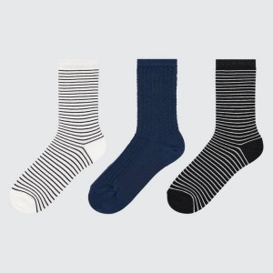 Uniqlo Regular (3 Pairs) Kids' Socks White / Black / Blue | OLKCHN876