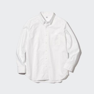 Uniqlo Regular Fit Oxford (Button-down Collar) Men's Shirts White | CKDRHA790