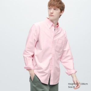 Uniqlo Regular Fit Oxford (Button-down Collar) Men's Shirts Pink | XYBFVS750