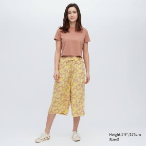 Uniqlo Relaco 3/4 Women's Loungewear Yellow | JMNAZE403