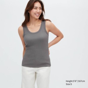 Uniqlo Ribbed Women's Tops Grey | FDAZQC934