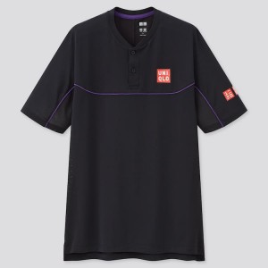 Uniqlo Roger Federer Dry-ex Us 2021 (2021 Season) Men's Polo Shirts Black | SLEOTP274