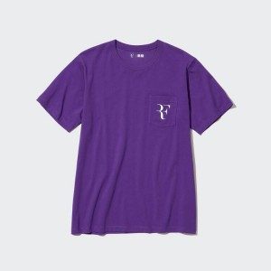 Uniqlo Roger Federer Rf Graphic Women's T Shirts Purple | TBNVKM679