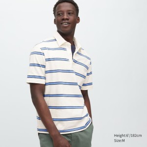 Uniqlo Rugger Striped Men's Polo Shirts White | UCOHTB328