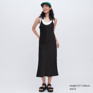 Uniqlo Satin Camisole Women's Dress Black | TCIXBE072