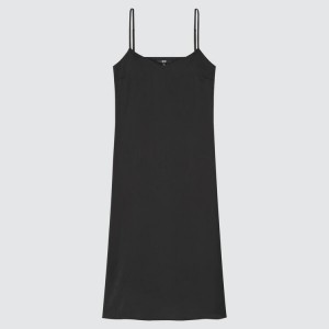 Uniqlo Satin Camisole Women's Dress Black | NBZDYI378