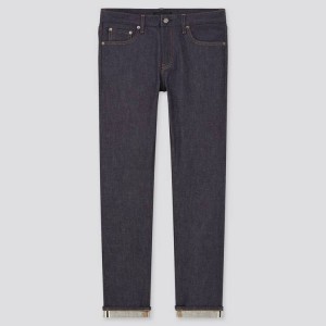 Uniqlo Selvedge Stretch Slim Fit (2021 Season) Men's Jeans Navy | JZQYNW507