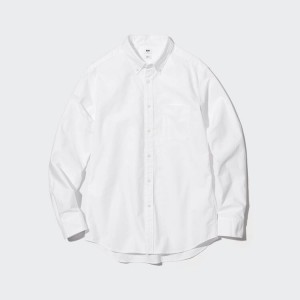 Uniqlo Slim Fit Oxford (Button-down Collar) Men's Shirts White | YIQFXW218