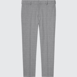 Uniqlo Smart Comfort Glen Checked Ankle Length Men's Trousers Grey | OUXGYH159