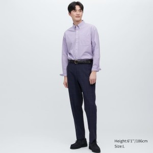 Uniqlo Smart Patterned Ankle Length (Long) Men's Trousers Navy | JEUADM709