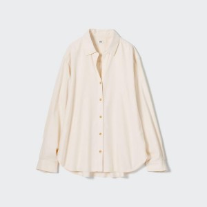 Uniqlo Soft Brushed Long Sleeved Women's Shirts White | LFJQAR915