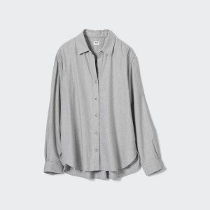 Uniqlo Soft Brushed Long Sleeved Women's Shirts Grey | RABQGU518