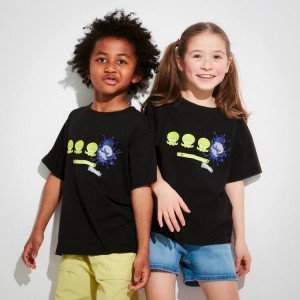 Uniqlo Splatoon 3 Ut Graphic Kids' T Shirts Black | VRLWDU847