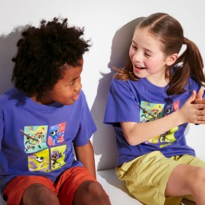 Uniqlo Splatoon 3 Ut Graphic Kids' T Shirts Blue | YUDFCO940