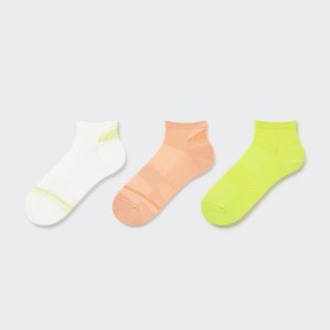 Uniqlo Sports Short (Three Pairs) Women's Socks White / Orange / Green | QRCKXS561