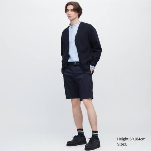 Uniqlo Stretch Slim Fit Men's Shorts Navy | DXOEBM521