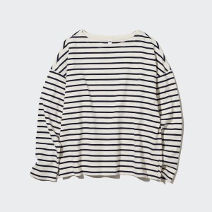 Uniqlo Striped Long Sleeved Women's T Shirts White | ZAKDRQ452