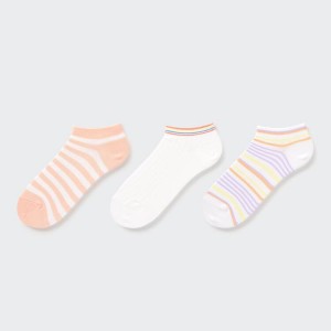 Uniqlo Striped Short (Three Pairs) Kids' Socks Light Orange / White | MNWOCQ712