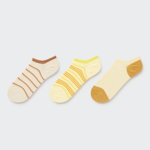 Uniqlo Striped Short (Three Pairs) Women's Socks Beige | YCDHFP359