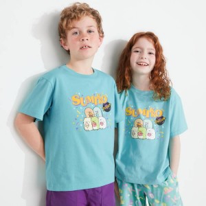 Uniqlo Sumikkogurashi Ut Graphic Kids' T Shirts Green | RYOFDC170