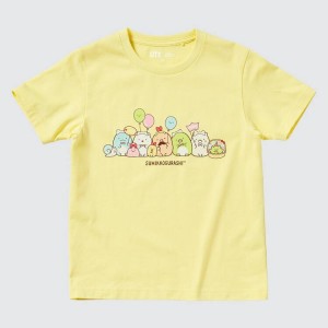 Uniqlo Sumikkogurashi Ut Graphic Kids' T Shirts Yellow | VDRFTE047