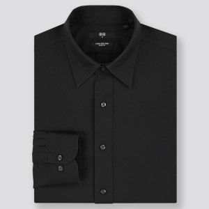 Uniqlo Super Non-iron Slim Fit (2020 Season) Men's Shirts Black | PZVKDO415