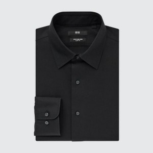 Uniqlo Super Non-iron Slim Fit (Regular Collar) Men's Shirts Black | AHZURM231