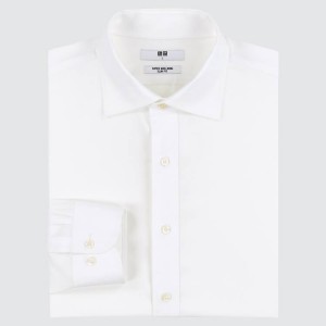 Uniqlo Super Non-iron Slim Fit (Semi-cutaway Collar) (2021 Season) Men's Shirts White | UTAXVK164