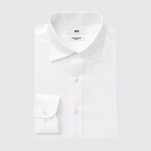 Uniqlo Super Non-iron Slim Fit (Semi-cutaway Collar) Men's Shirts White | VYLXUI379